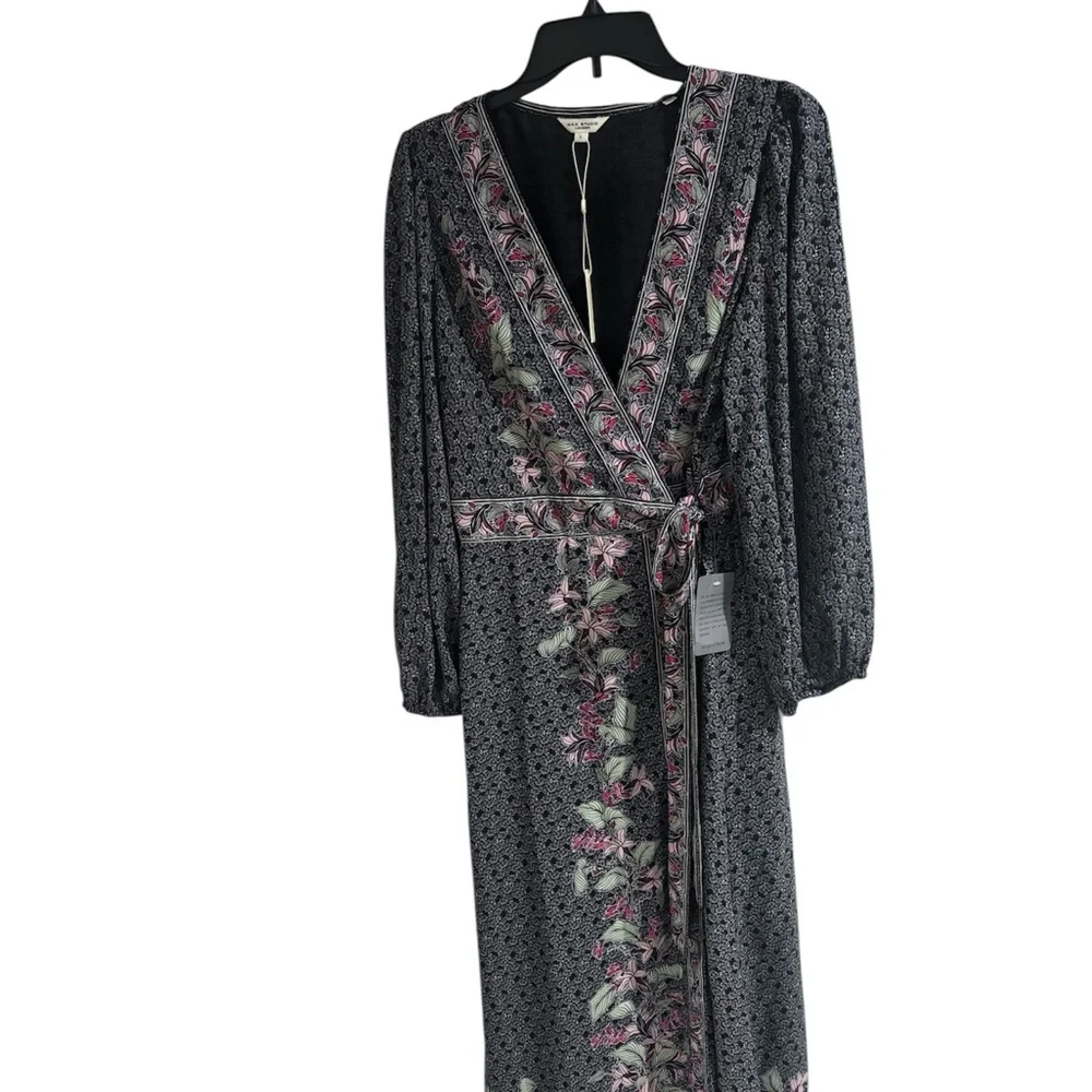 Max Studio Gray and Pink Floral Long Sleeve Dress - Picture 2 of 6